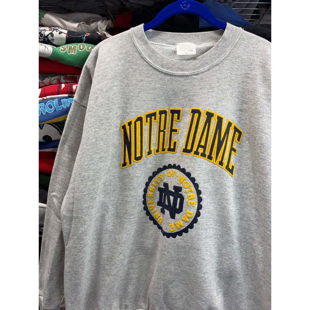 Vintage Notre Dame Fighting Irish Sweatshirt XL Gray Tultex Made in USA 90s